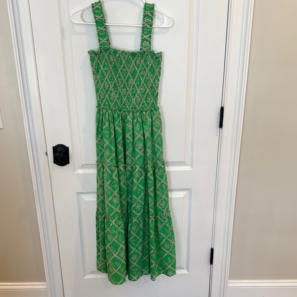 Green Patterned Sleeveless Dress